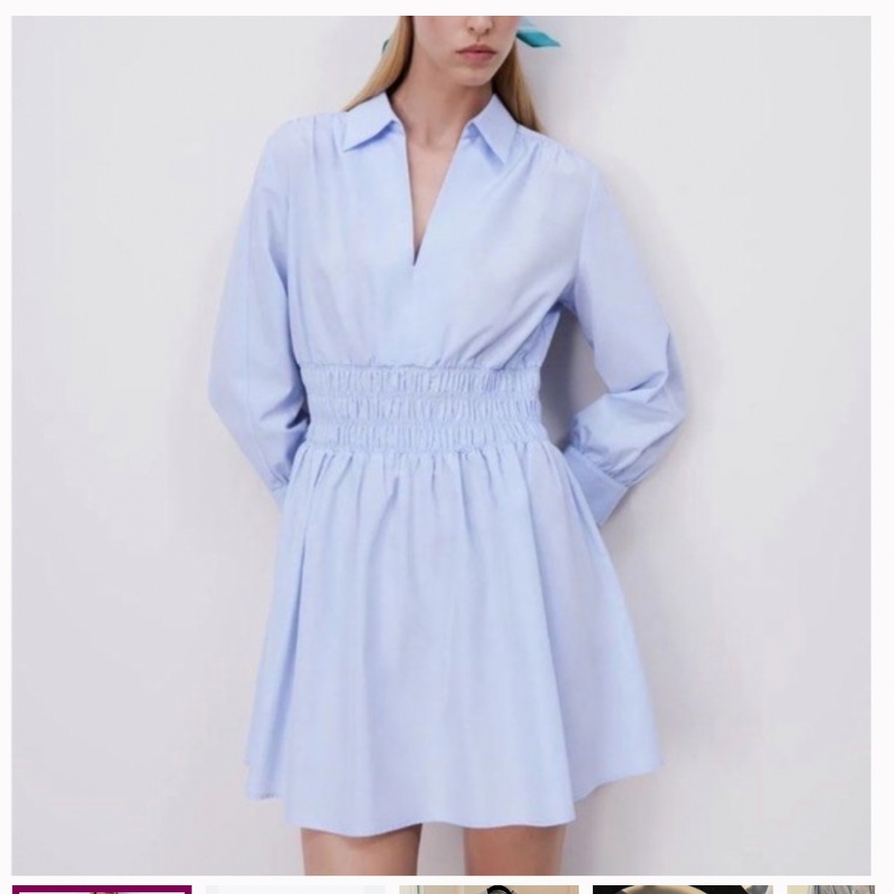 Zara Blue Poplin Dress